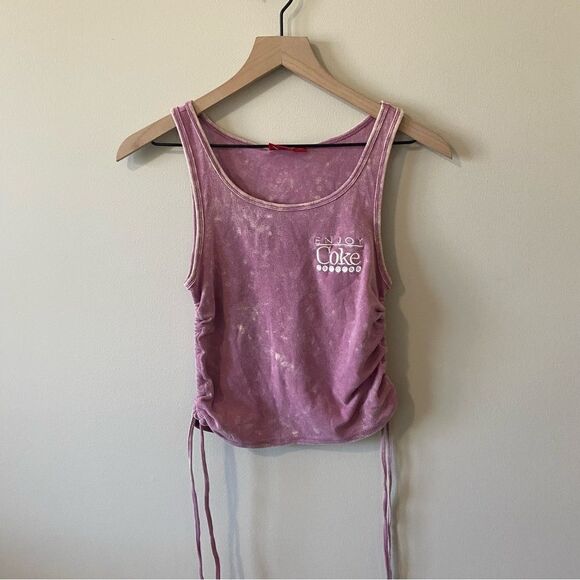 Coca Cola Enjoy Embroidered Side Cinch Ribbed Tank Тор - Picture 2 of 9